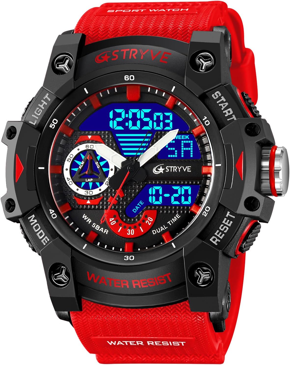 Gosasa Men's Large Face Outdoor Sports Watches Military S-Shock Watch Waterproof, Backlight, Alarm, Stopwatch Features - Rugged Wristwatch for Training, Hiking, and Adventure
