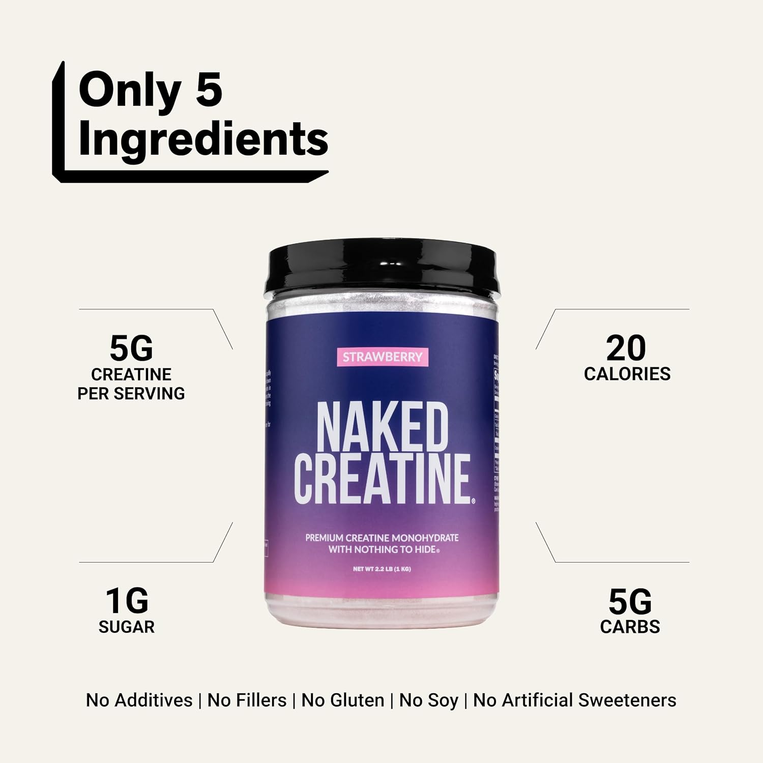 NAKED Pure Micronized Creatine Monohydrate – 200 Servings, 1,000g Bulk – NSF Certified, Vegan, Non-GMO, Gluten & Soy Free - Muscle Building, Strength Training, Gym & Fitness Supplement