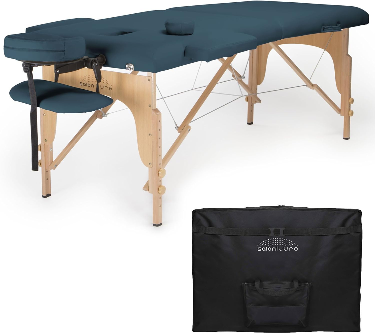 Saloniture Professional Portable Folding Massage Table with Carrying Case - Black