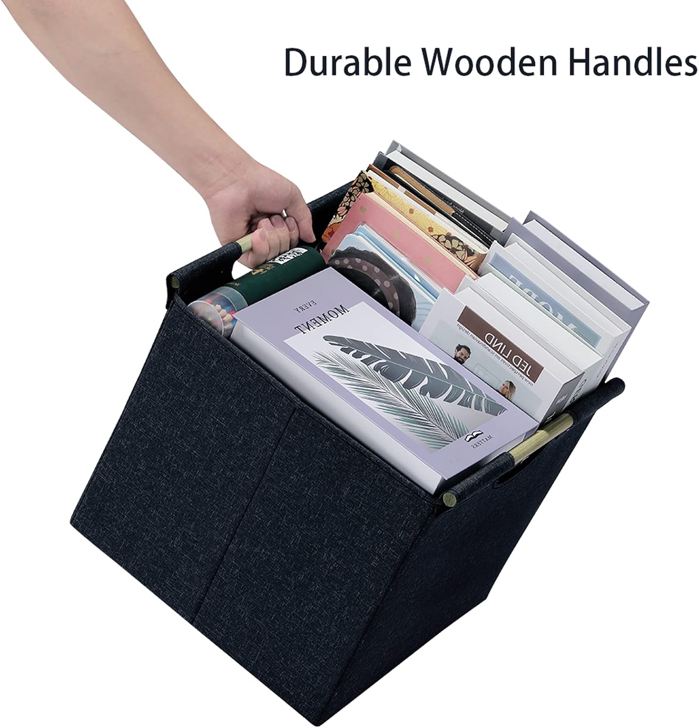 HOONEX Collapsible Storage Bins, 13x13x13 Inches Storage Cubes Linen Fabric, 3 Pack