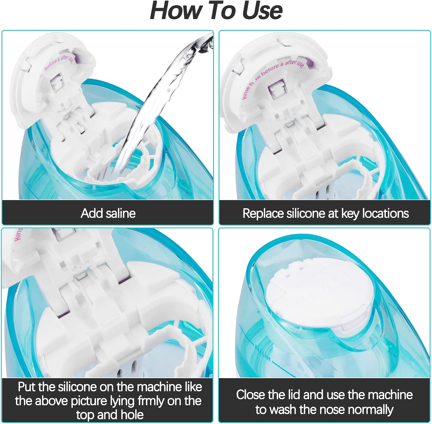 Silicone Saltwater Pods Refills Accessories Compatible with Navage Nasal Care Nasal Irrigation System - Save Salt Water pods for Easy Operation (6 Blue + 6 whie), nomal