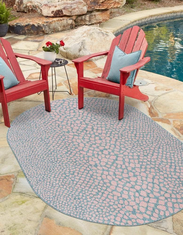 Unique Loom Outdoor Collection Area Rug - Cape Town (9' x 12' Rectangle, Blue/Ivory)