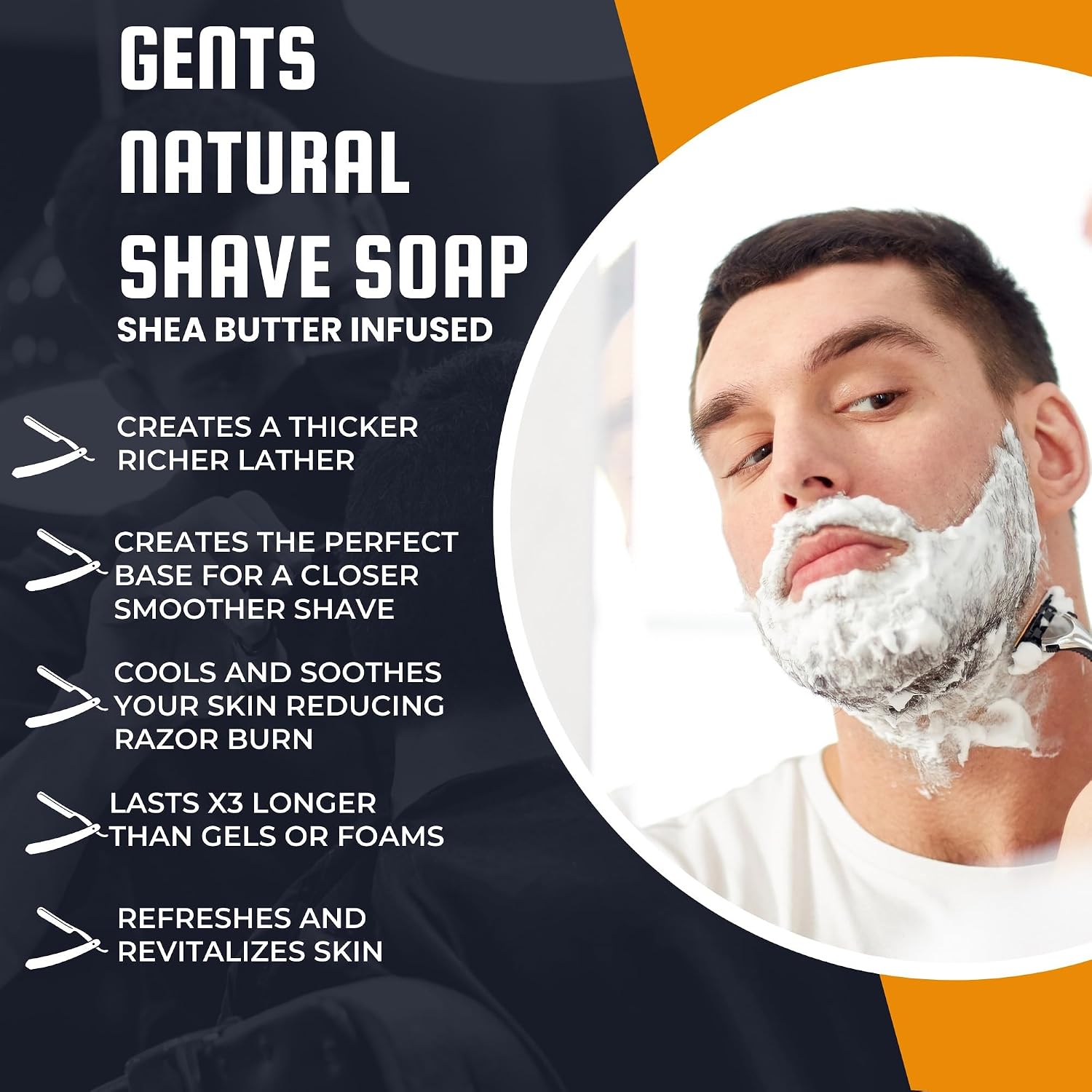 GENTS Men’s Shave Soap, 97% Natural Cedar Pine Scent, Rich Lather Wet Shaving, Traditional Shaving Soap for Men, 3oz Puck