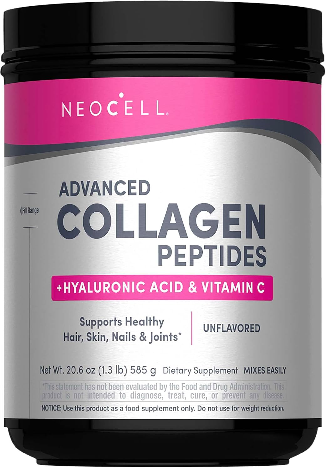 NeoCell Collagen Peptides Powder | 6.9 oz | Unflavored Supplement | with Vitamin C and Hyaluronic Acid | Advanced Formula | Hair, Skin, & Nails | for Women and Men | With Vitamin C and Hyaluronic Acid | Advanced Formula | Hair, Skin, & Nails | for Women…