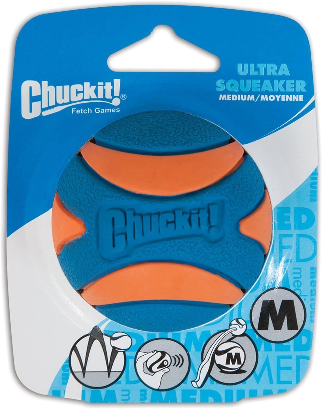 Chuckit Ultra Squeaker Ball Dog Toy Medium (2.5" Diameter) (6 Pack)