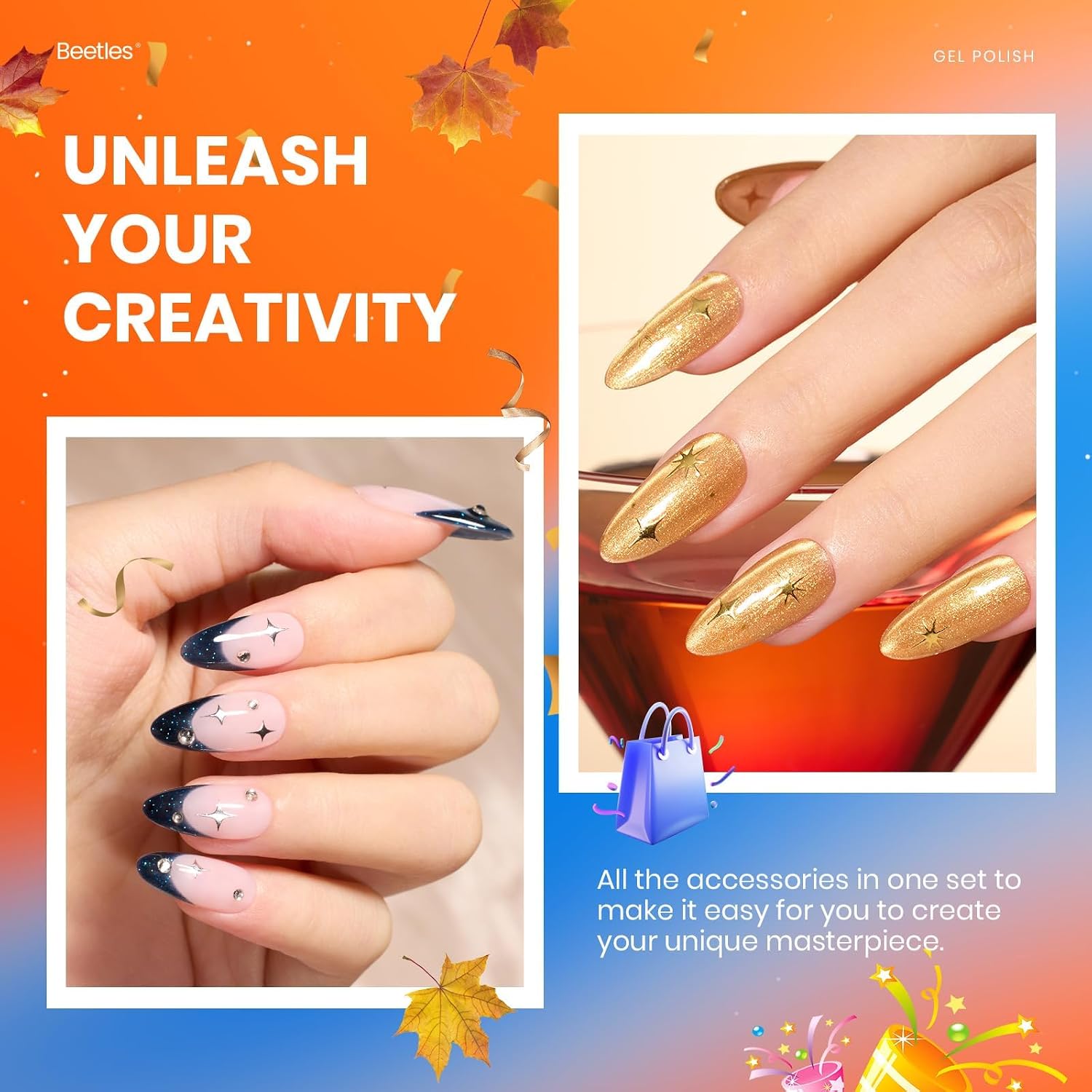 Beetles Gel Nail Polish Set with Base Glossy Matte Top Coat Macaron Gel
