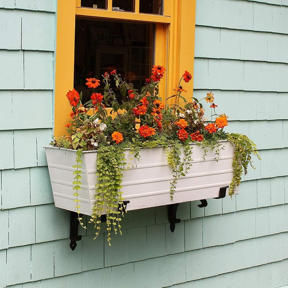 Achla Designs Galvanized Window Flower Box Planter-Green-Medium (24" L x 9.5" W x 7.5" H)