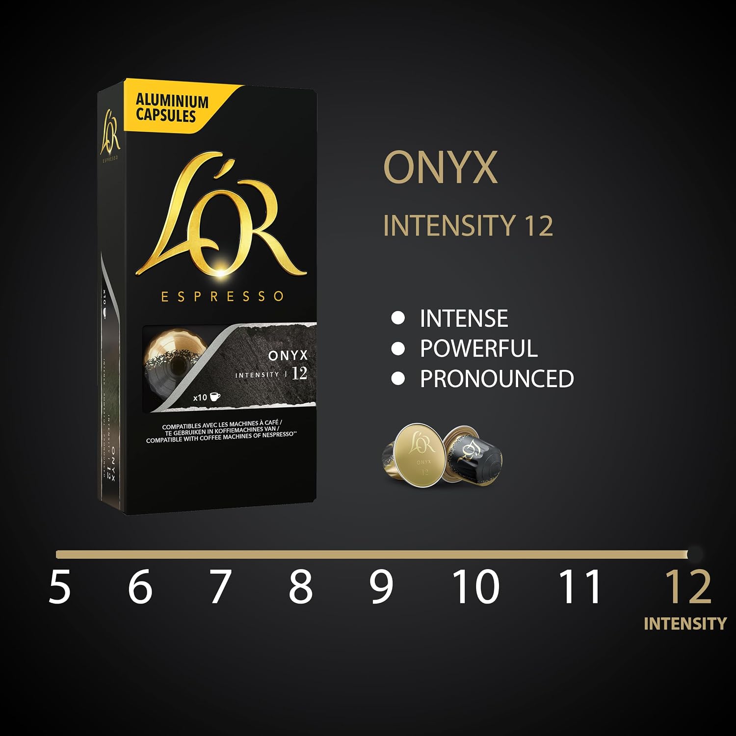 L'OR Espresso Capsules, Dark Roast, Onyx, 10 Capsules