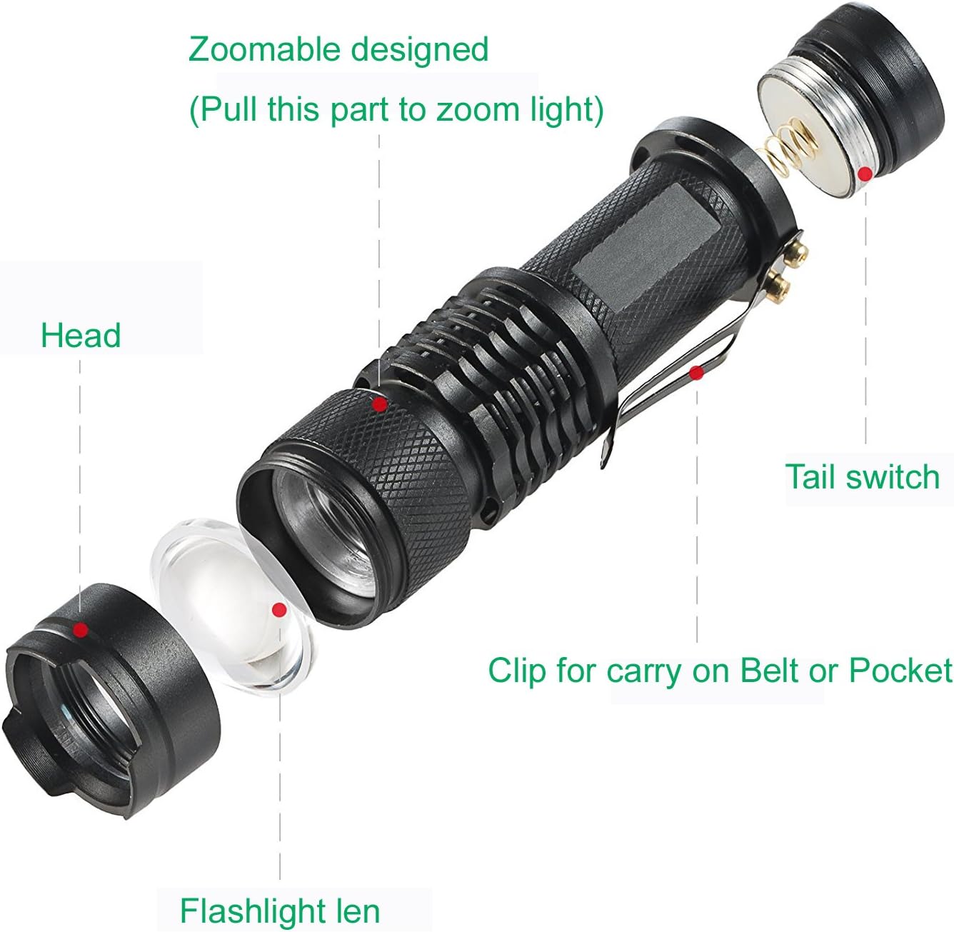 Single Mode Green LED Flashlight, 150 Yard Long Range, High Power, Night Vision, Compact Green Flashlight Torch For Night Observation