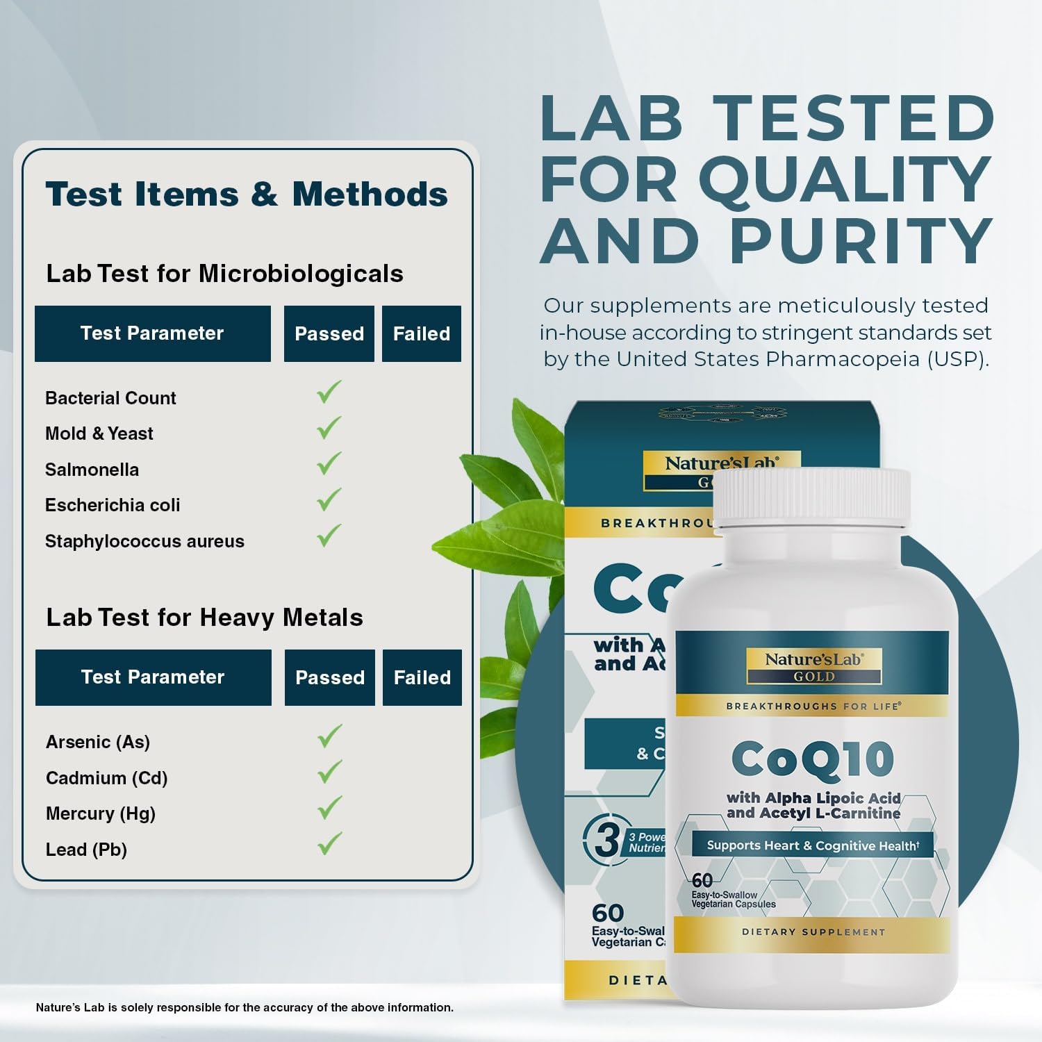 Nature's Lab CoQ10 200mg with Alpha Lipoic Acid & L-Carnitine - High Absorption Heart & Brain Support - Energy & Mitochondrial Function - 60