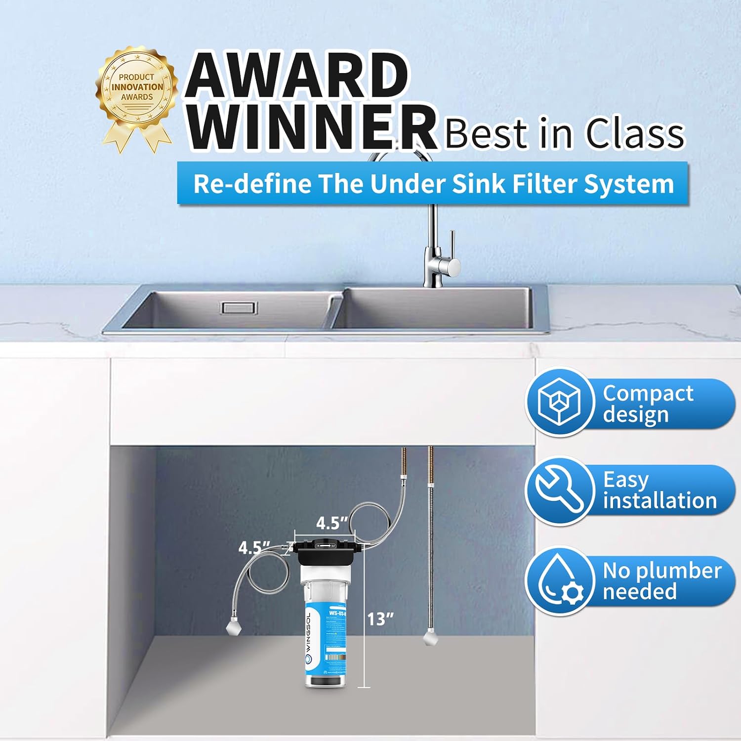 WINGSOL Advanced Replacement Filter Cartridge for Under Sink Water Filter Compatibel with: WS-US-001 Advanced, WS-US-001 Basic, WS-US-001 Advanced (F)