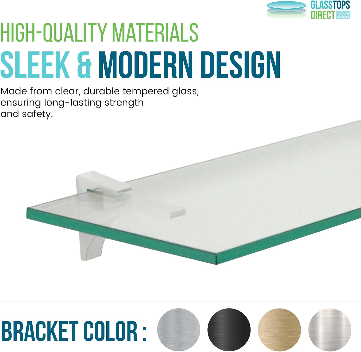Spancraft 8" x 36" Chrome Floating Glass Shelf