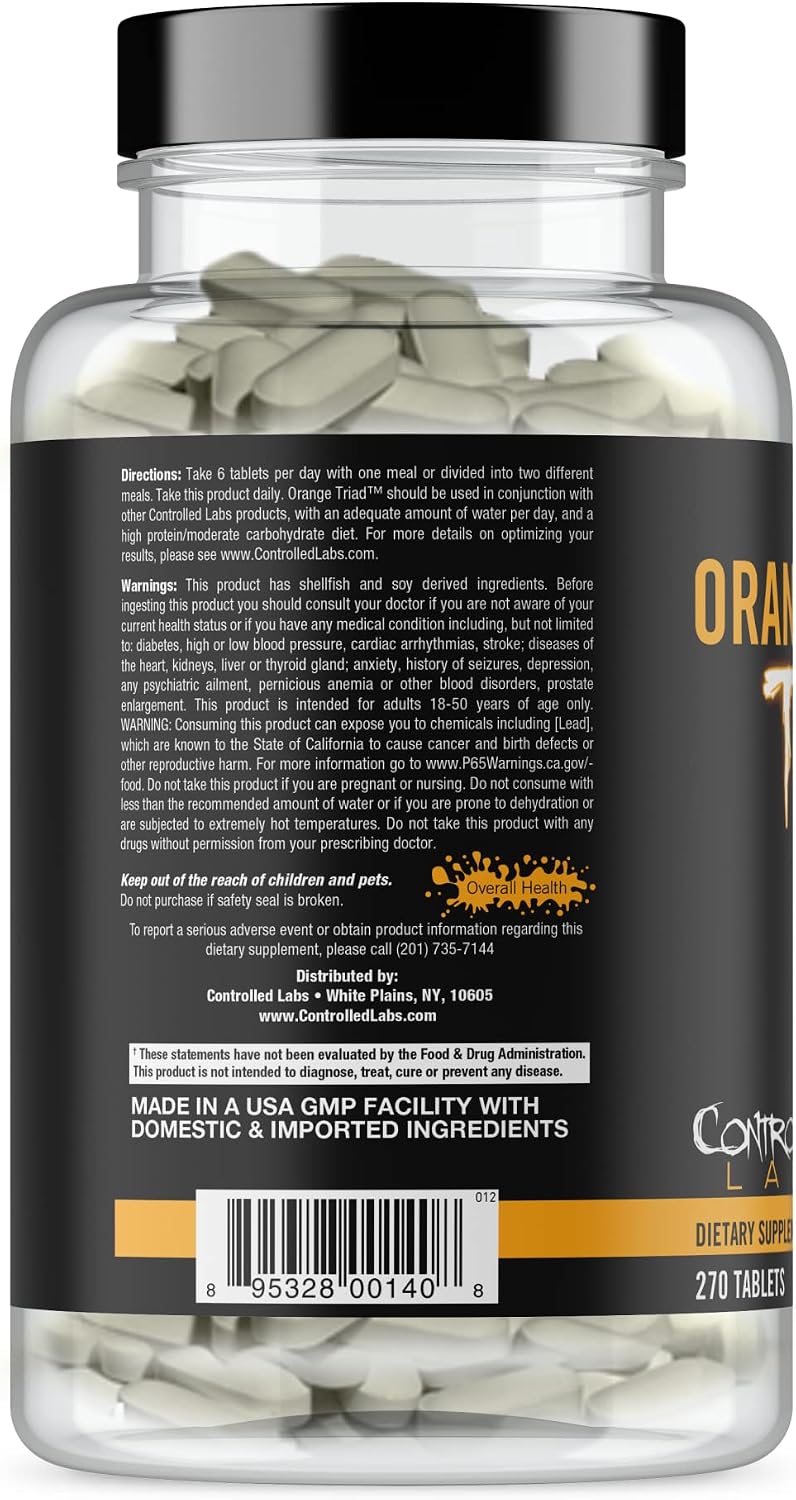 CONTROLLED LABS Orange Triad, Multivitamin/Joint/Digestion/Immune, 45 Serv | Daily Supplement, Vitamin A, B6, B12, C, D, Iron Free Sports Vitamin, Supports Joints, Digestion, Immune Function, Magnesium