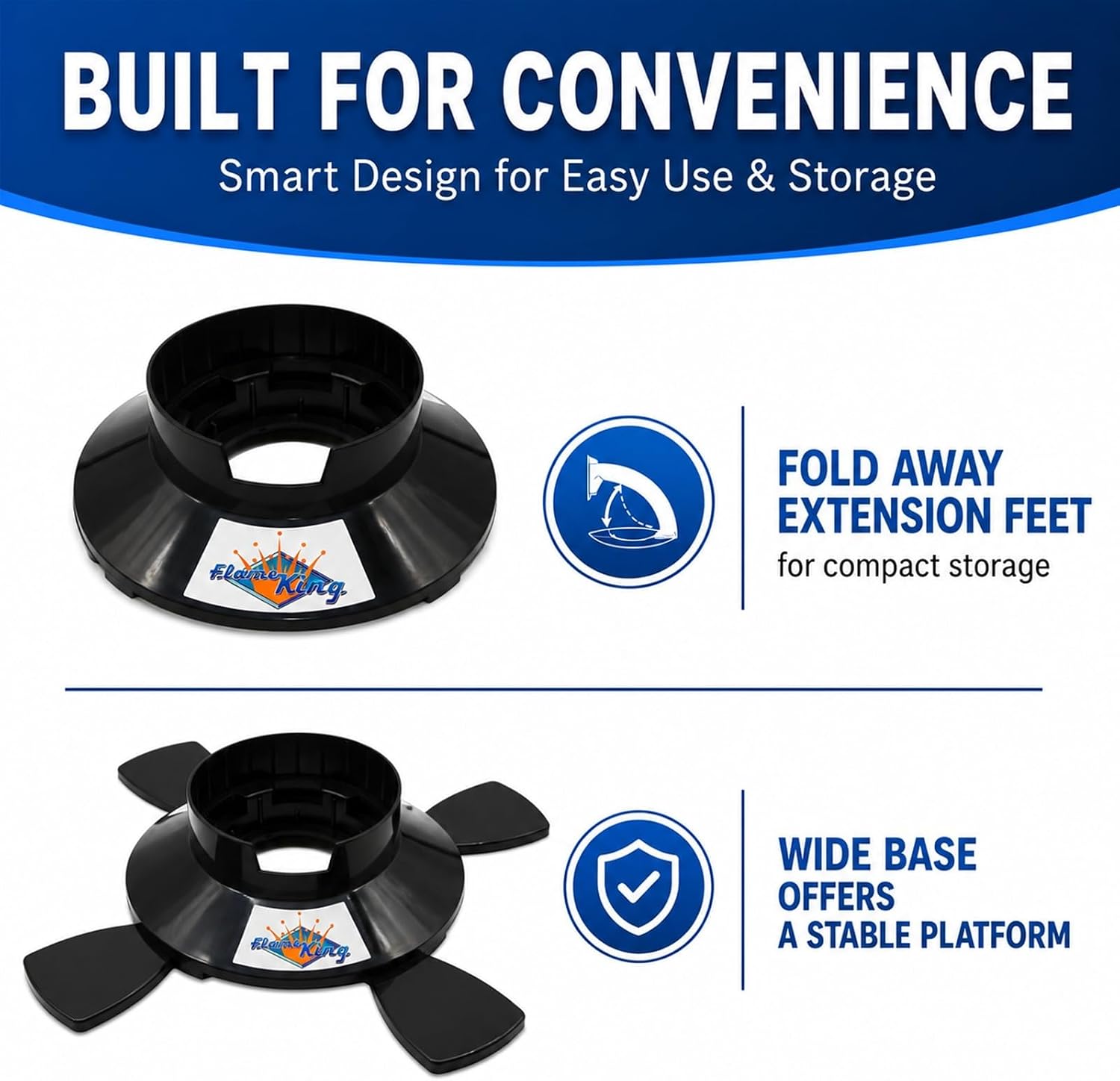 Flame King YSN1LBB Propane Base for 1LB and 1/2LB Propane Canisters for Safety and Stability