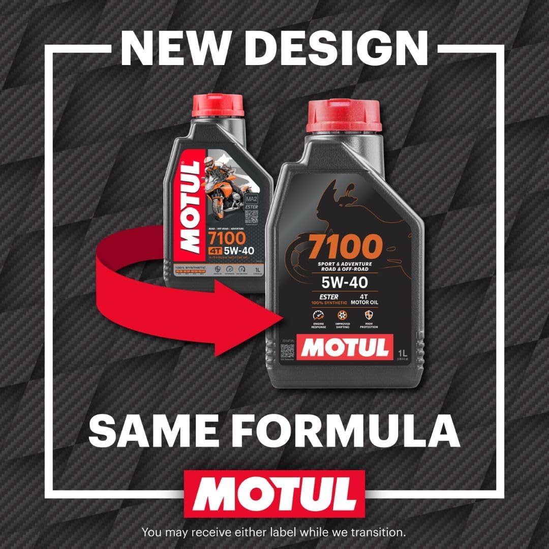Motul 7100 4T 10W-30 Full Synthetic Motorcycle Oil - Ester Core Technology - API SP JASO MA2 Wet Clutch and DCT Safe - Engine Protection for Honda, Hero, TVS - 4 L