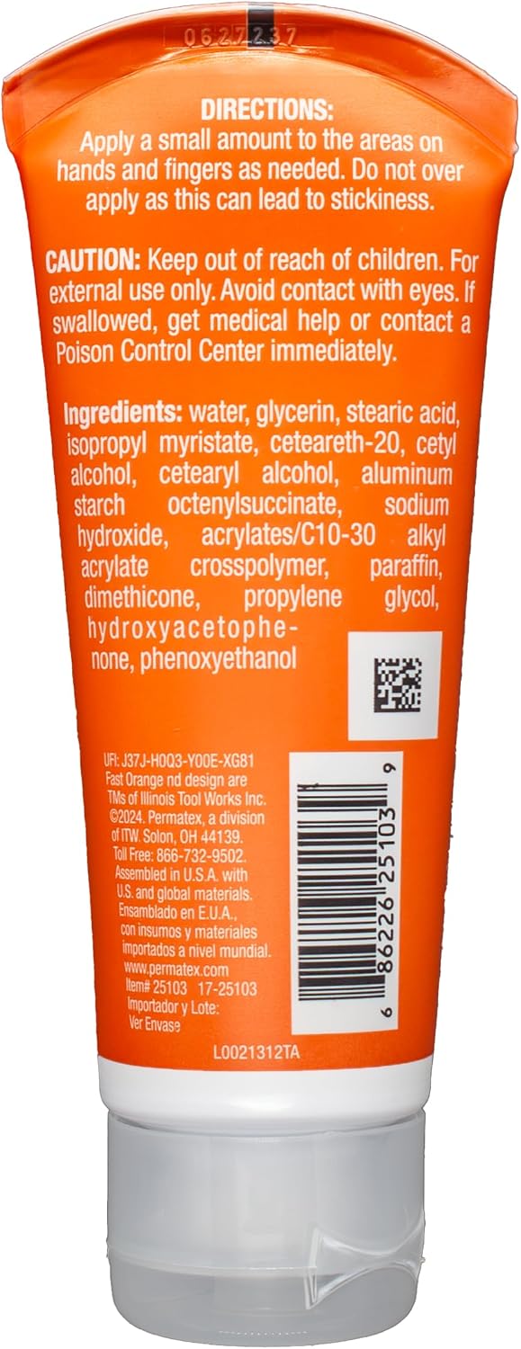 Fast Orange 25108 Pumice Lotion, Heavy Duty Hand Cleaner, Natural Citrus Scent, Waterless Cleaner For Mechanics, Strong Grease Fighter, 7.5 oz