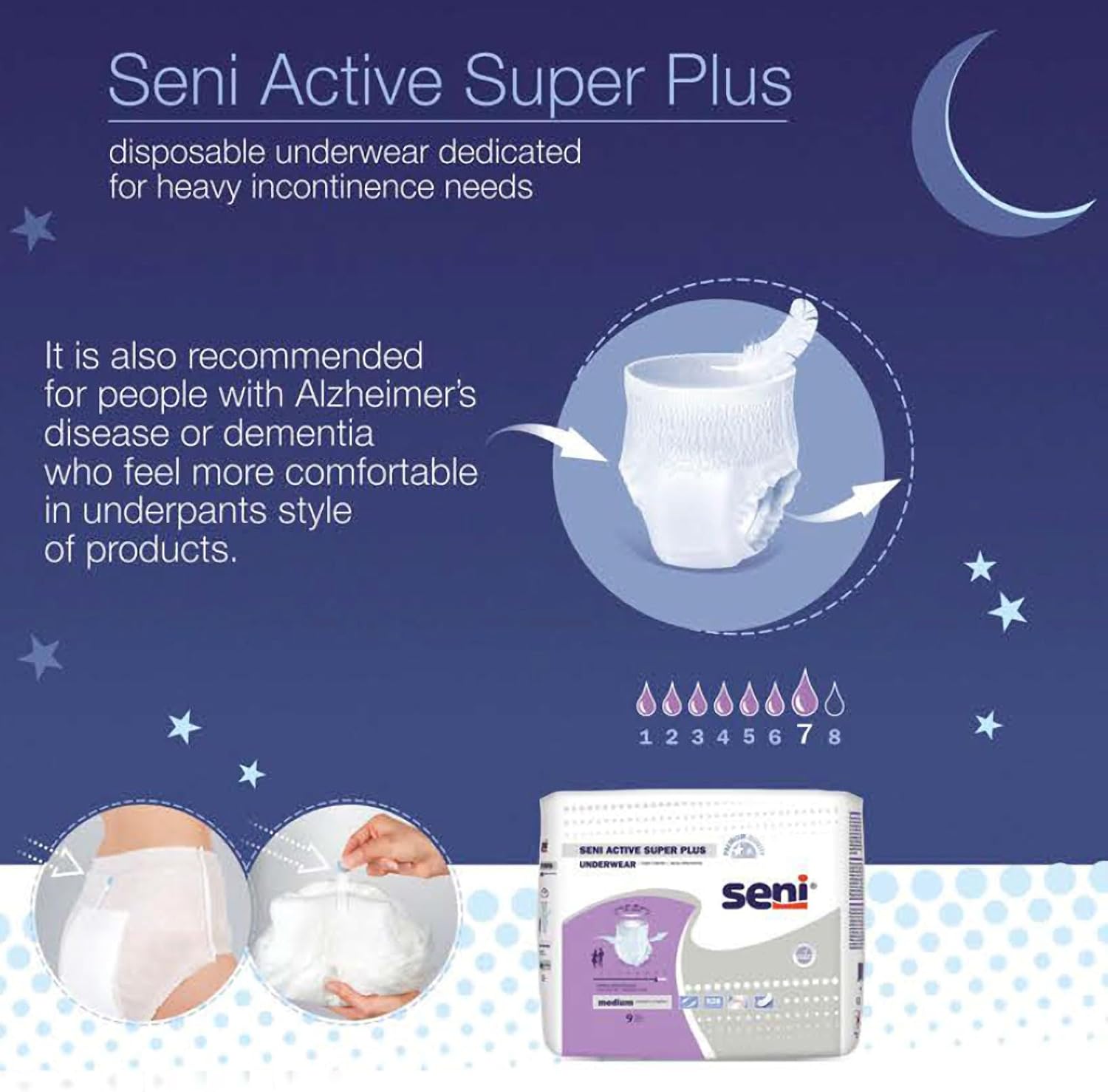 Seni Active Super Plus Unisex Adult Incontinence Underwear, 22-33 in, 88 ct | Pull On Disposable Overnight Underwear for Men & Women