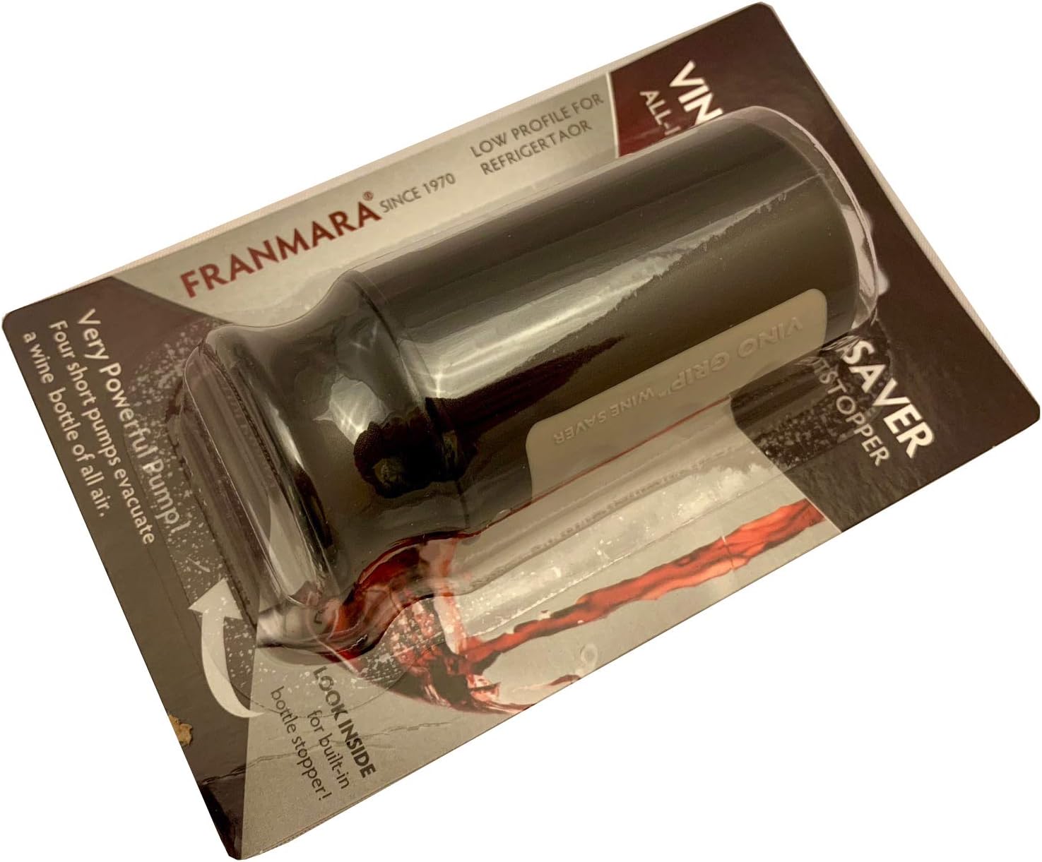 Franmara Wine Saver Vaccum Pump and Stopper, Black