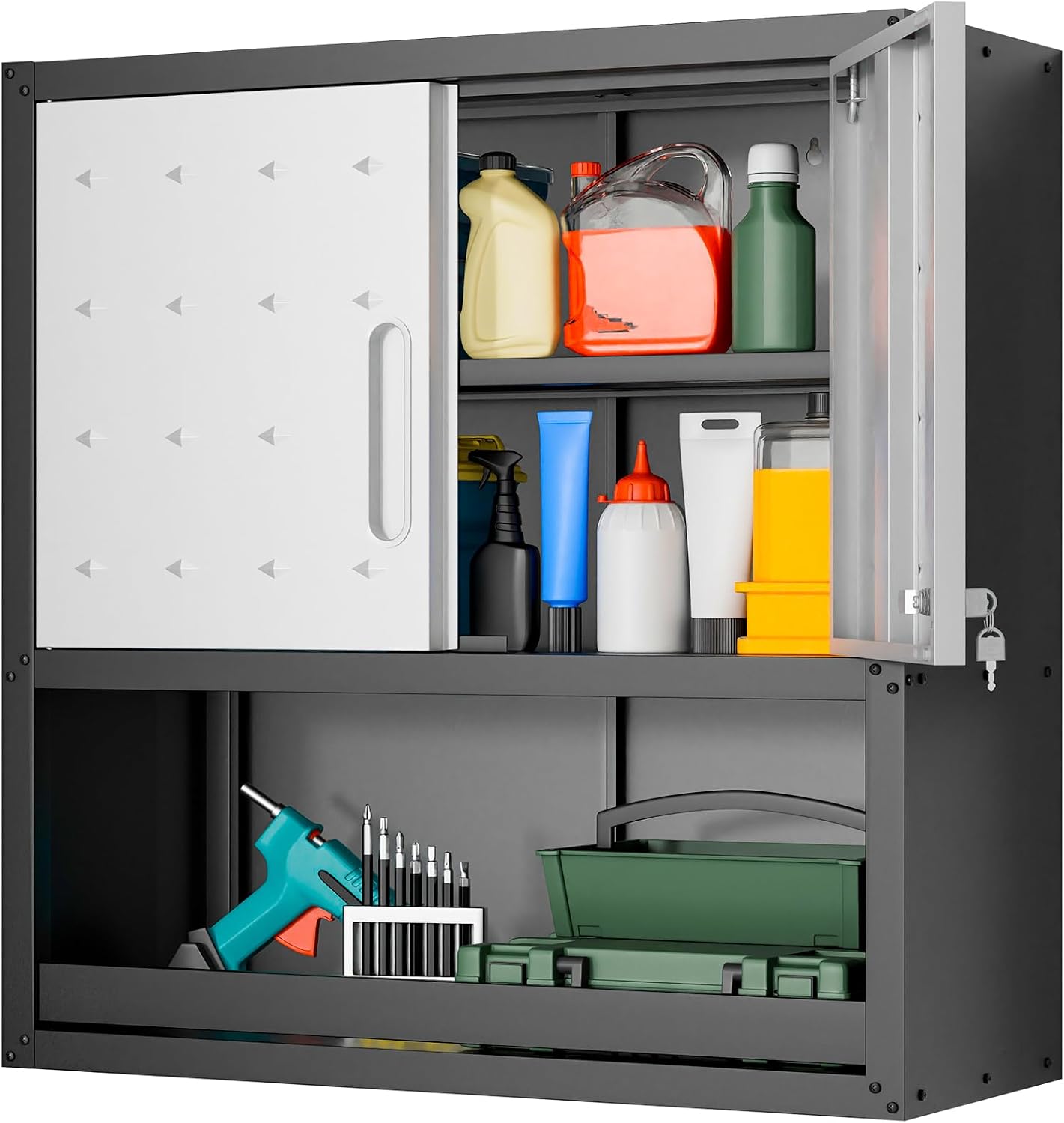 Garage Cabinets,Metal Garage Storage Cabinet with Wheels,Black Lockable Rolling Tool Cabinet with Drawer and Adjustable Shelves,Heavy Duty Tool Chest for Home Office Utility Room