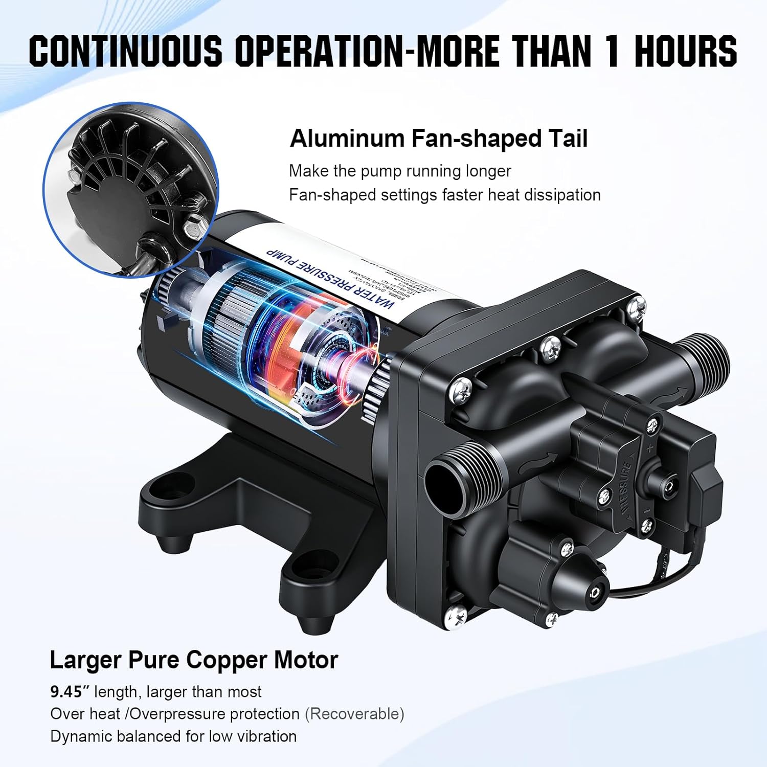 ECO-WORTHY 110V AC Fresh Transfer Diaphragm Water Pump On Demand 5.5GPM 70PSI High Pressure Water Booster Pump 110 Volt with Pressure Switch for