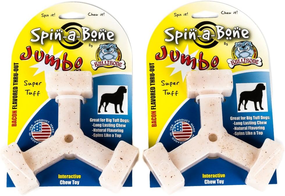 Bullibone Nylon Dog Chew Toy Spin-a-Bone - Interactive Dog Toy, Triggers Natural Instincts, and Improves Oral Health