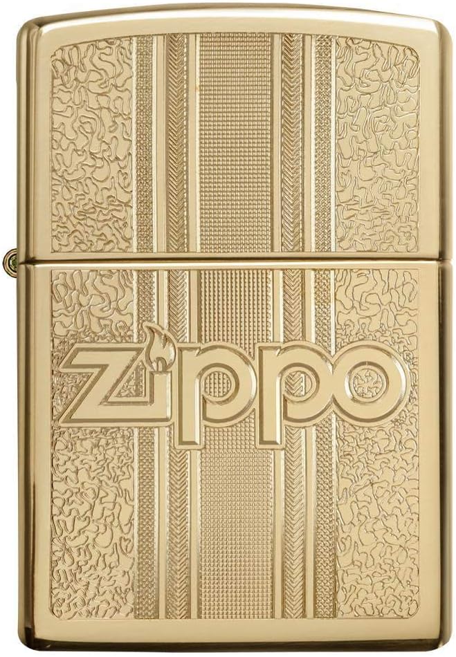 Zippo and Pattern Design High Polish Brass Pocket Lighter, One Size