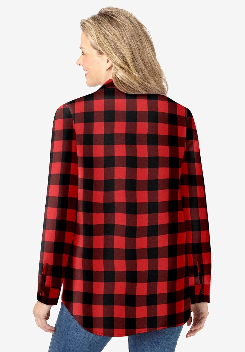 Woman Within Pintucked Flannel Shirt
