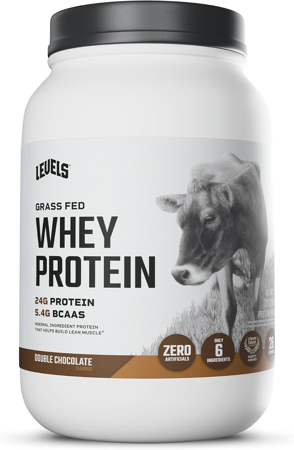 Levels Whey Protein Powder, No Artificial Ingredients, Pure Chocolate, 5LB | 24G of Protein, 5.4G BCAAs, Clean Ingredients, Hormone Free Dairy, No Fillers, No Added Sugar, No Junk