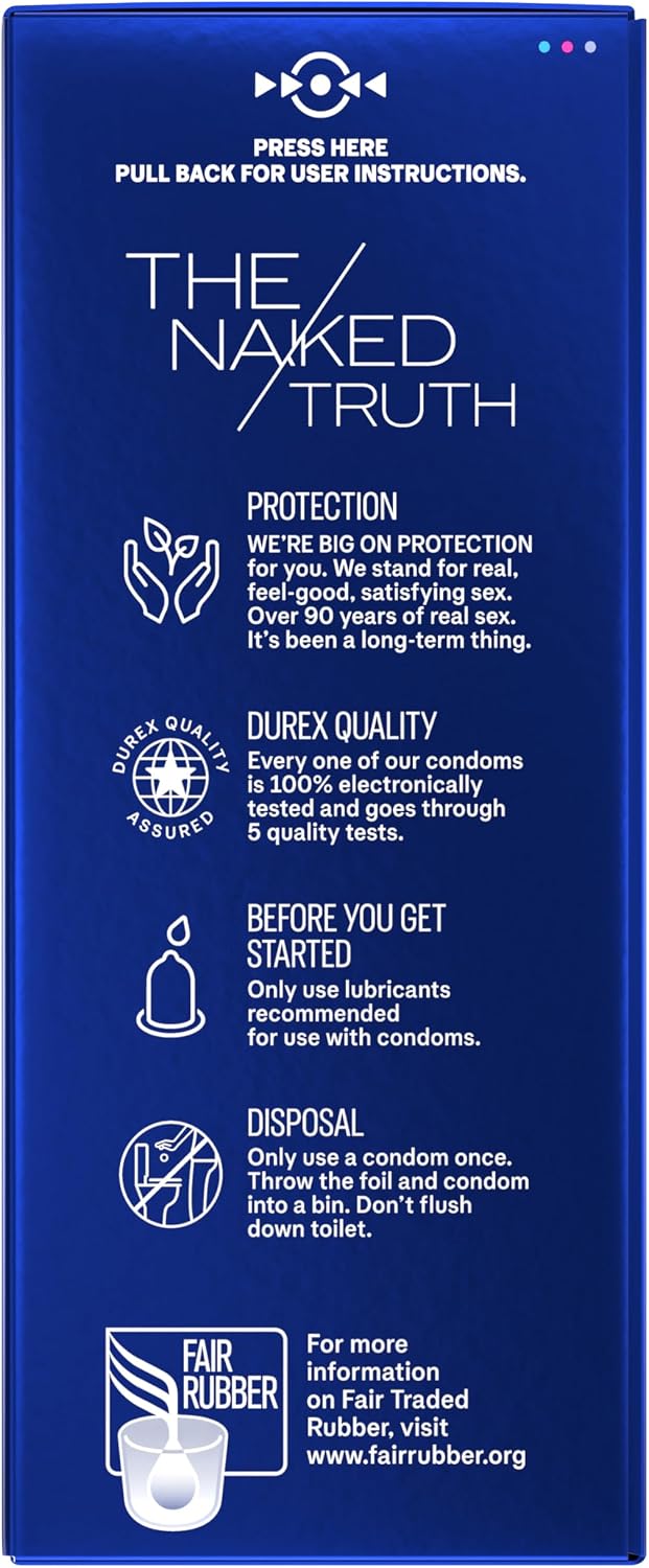 Condoms, Ultra Fine, Ribbed, Dotted with Delay Lubricant, Durex Performax Intense Natural Rubber Latex Condoms, 12 Count, Contains Desensitizing Lube for Men