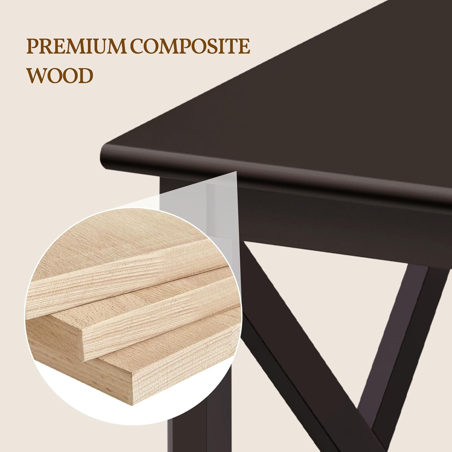 Yaheetech X-Side Frame End Table with 2-Tier Storage Shelf, Espresso