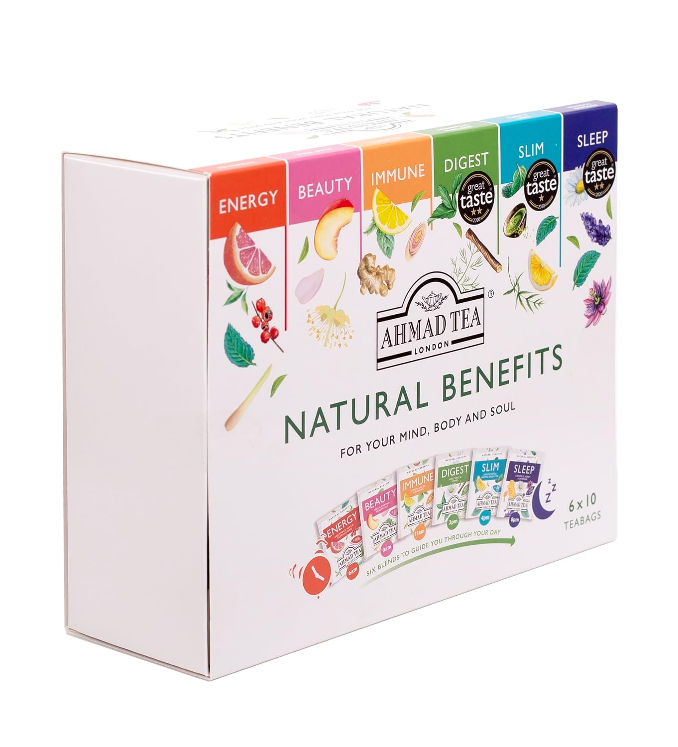 Ahmad Tea Green Tea, Evergreen Selection Pack Teabags, 60 Foil Teabags - Caffeinated & Sugar-Free