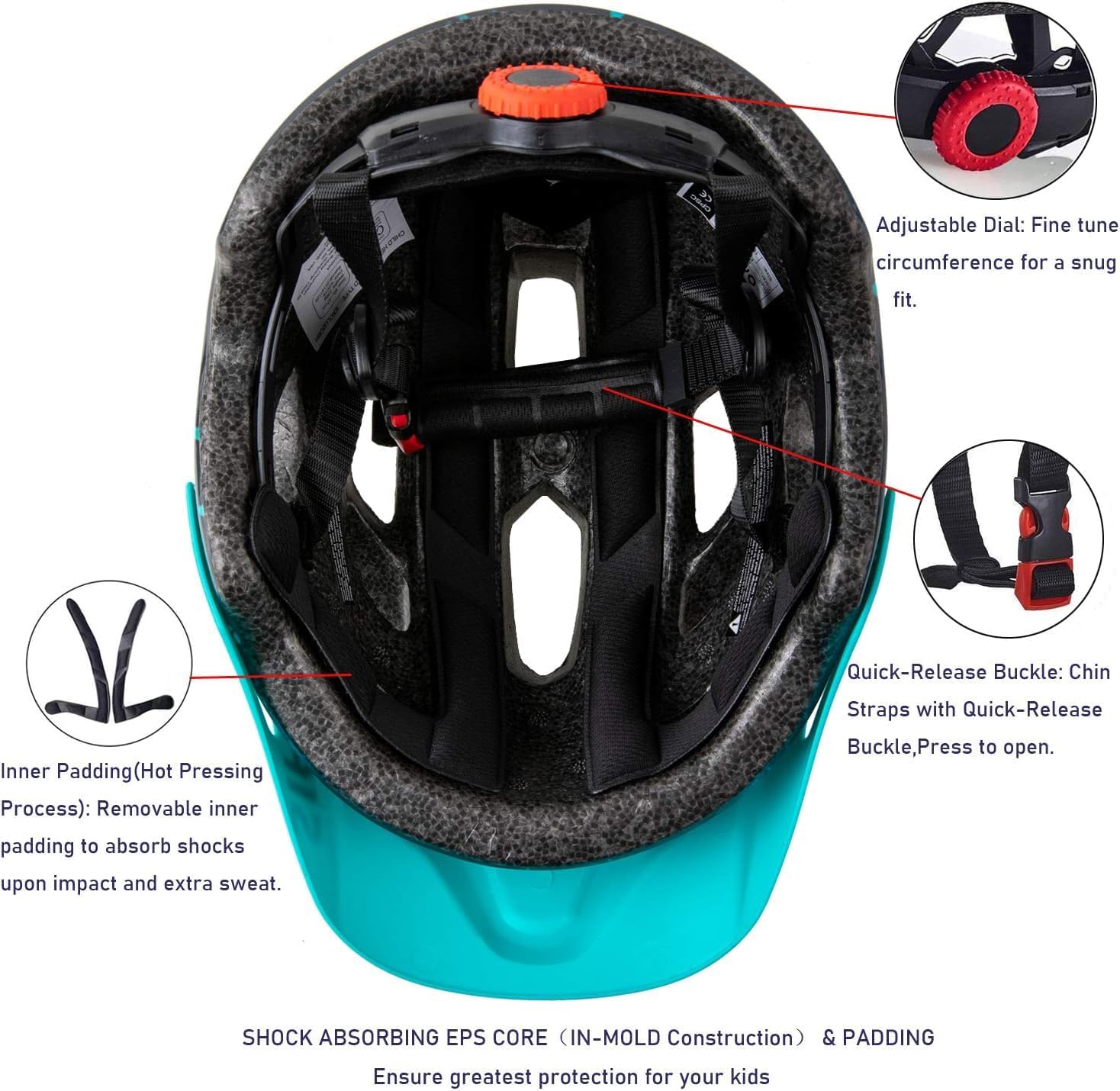 Kids Helmet, SIFVO Kids Bike Helmet Boys and Girls Bike Helmet with Cool Visor Helmet for Kids 5-14