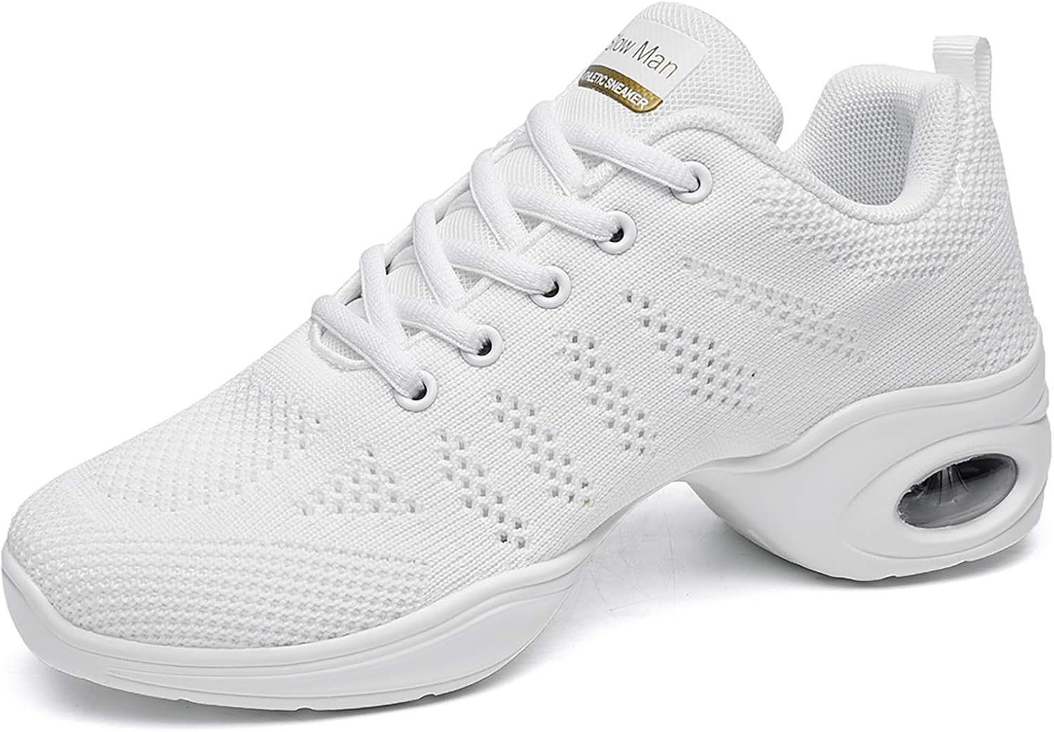 Slow Man Women's Jazz Shoes Lace-up Sneakers - Breathable Air Cushion Lady Split Sole Athletic Walking Dance Shoes Platform