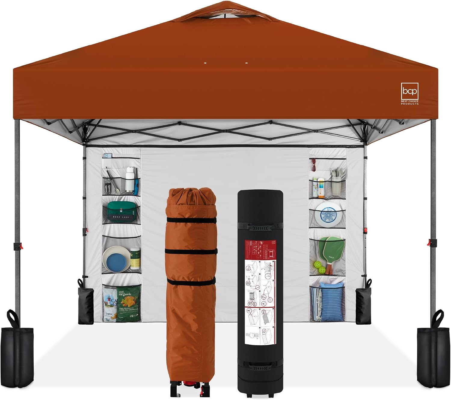 Best Choice Products 10x10ft Pop Up Canopy Tent, Outdoor Shade, 1 Person 1 Minute Set Up, Carry Case, 4 Weight Bags - White