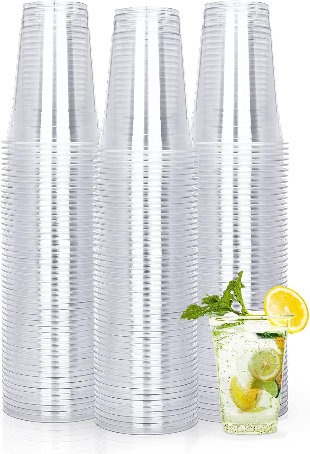 TashiBox [16oz - 150 Cups Clear Plastic Cups, disposable plastic cups for tea,smoothies Sodas and Mixed Drinks
