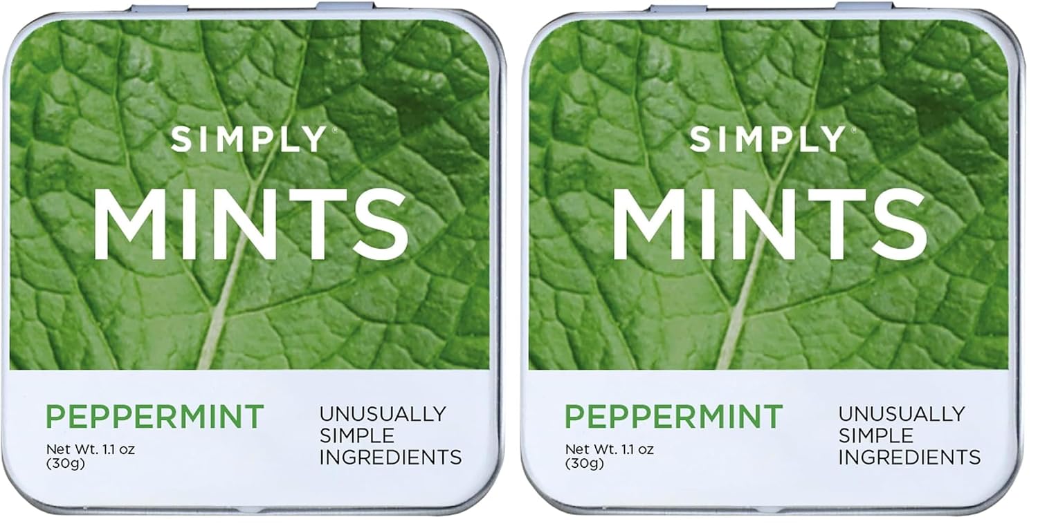 SIMPLY MINTS Natural Peppermint Breath Mints, 6 Pack (180 Pieces), Made With Real Peppermint Oil | Aspartame-Free, Sorbitol-Free, Xylitol-Free, Vegan, Kosher, Non-GMO