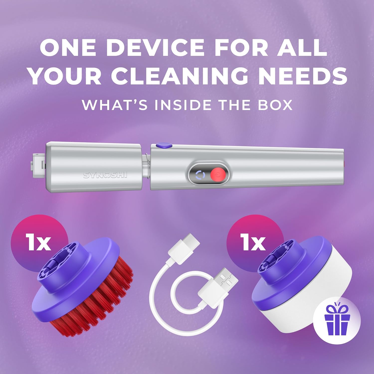 SYNOSHI PRO Electric Spin Scrubber Cordless Cleaning Bathroom Scrubber | Waterproof Shower Cleaning Brush with Adjustable Angles, 2 Speed