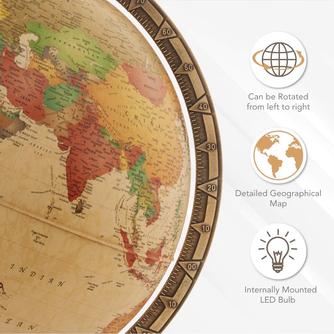 Waypoint Geographic Light Up Globe - Lugano 12” Desk Decorative Illuminated Globe with Stand and Blue Ocean, Up to Date