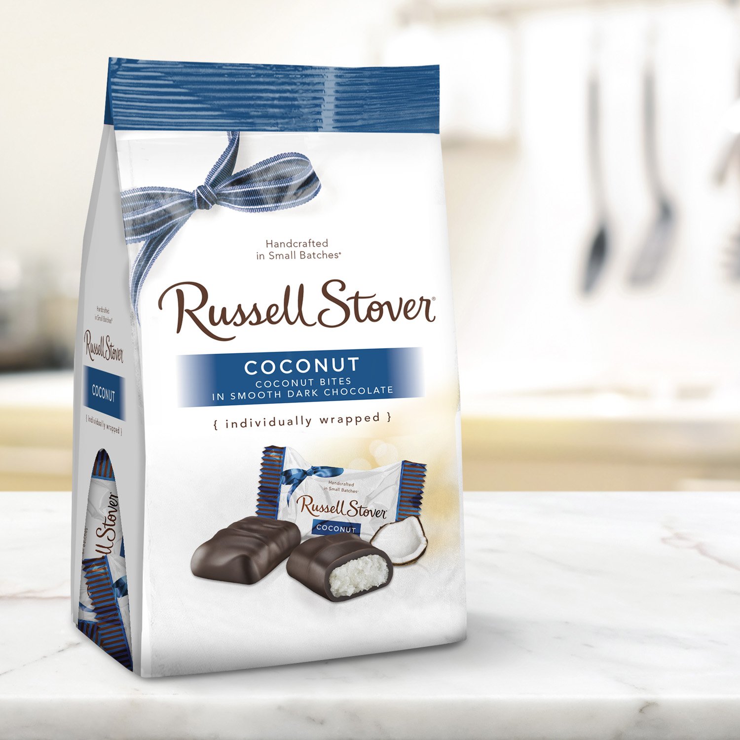 Russell Stover Dark Chocolate Coconut Mini Gusset Bag 6 Ounce Russell Stover Chocolate Coconut Chocolate Candy Bag; Sweet Coconut Covered in Rich Chocolate Candy, Individually Wrapped
