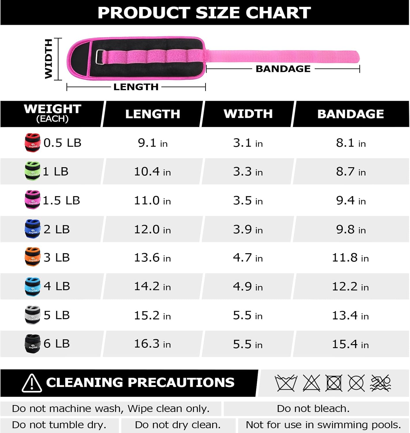 Ankle Weights for Women, Men and Kids - 1/2/3/4/6/8/10/12/15/20 LBS 1 Pair Strength Training Wrist/Leg/Arm Weight with Adjustable Strap for Jogging