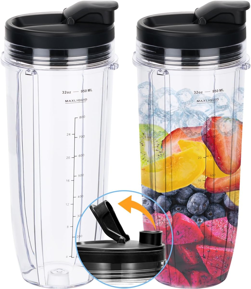 Replacement 24oz Blender Cup with Sip & Seal Lid For Nutri Ninja BL450 BL456 BL480 BL482 BL640 BL642 BL682 BN751 BN801 Foodi SS101 SS151 SS351 SS401