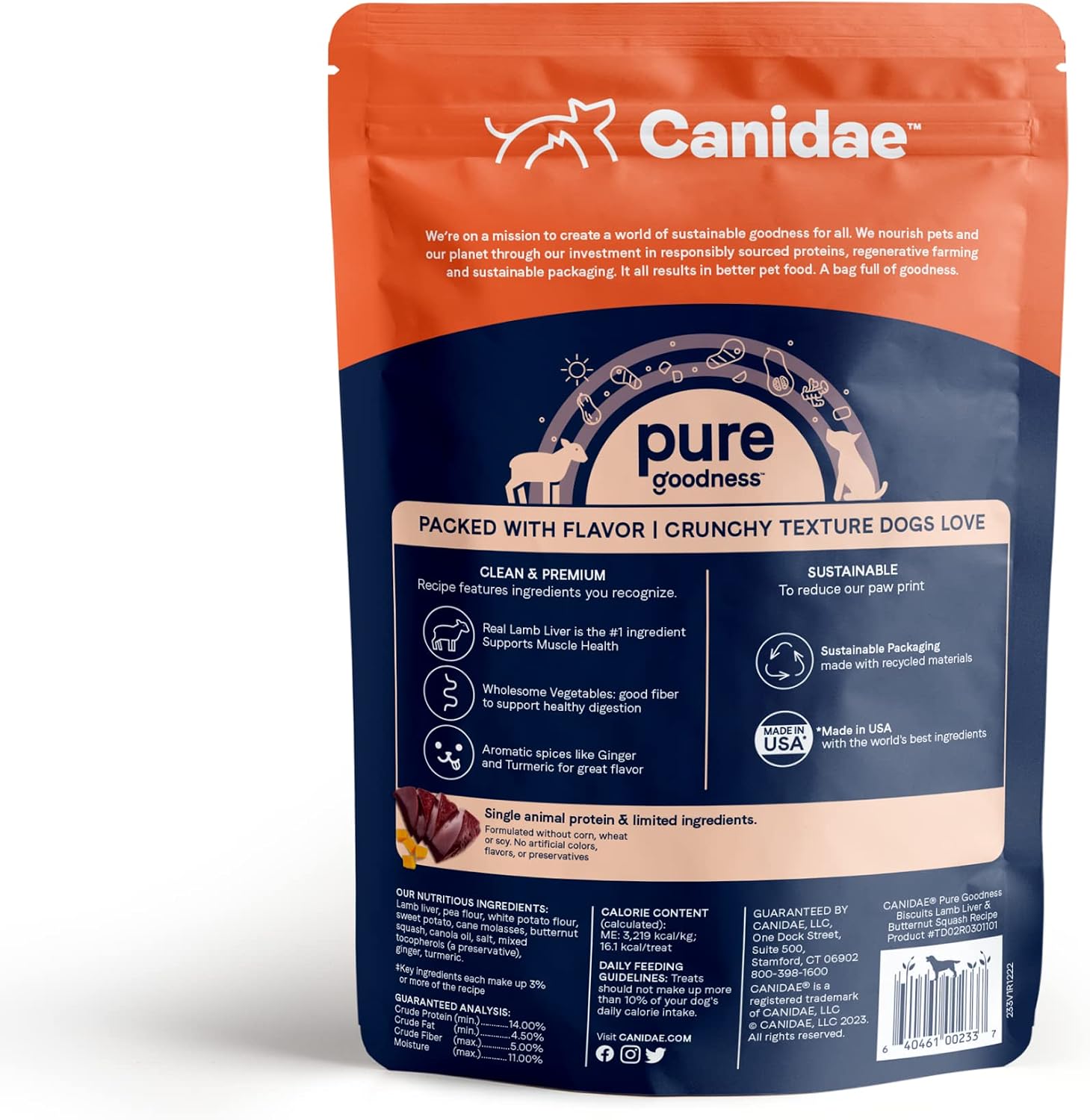 Canidae Pure Dog Treat Biscuits - Healthy & Nutrient Rich Dog Treats - Grain-Free Limited Ingredient Formula - Soy-Free - Crunchy Texture - Easy-Snap Design - 11 oz - Duck & Chickpea Recipe