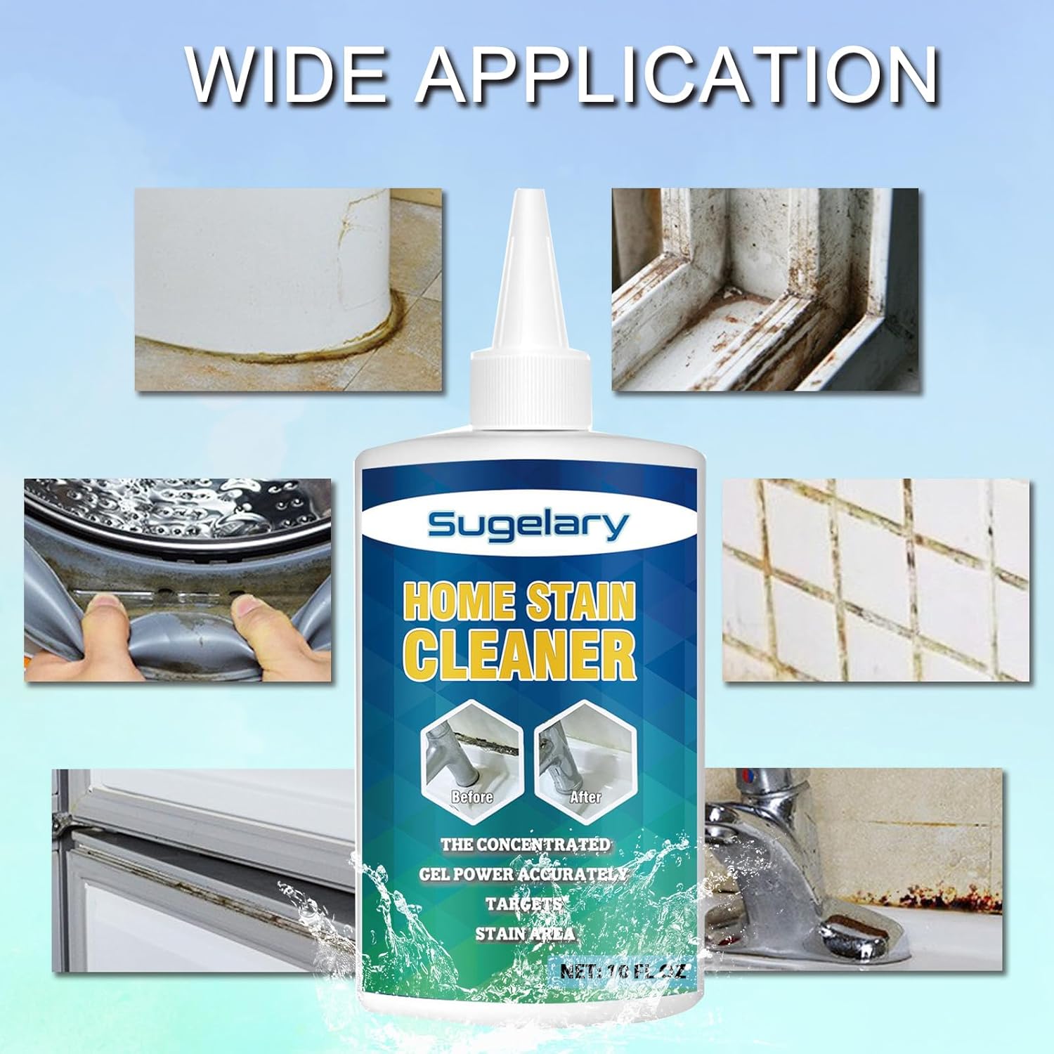 Sugelary Mold Stain Cleaner, 5 fl oz Mold Stain Cleaner Gel for Washing Machine, Home Stain Cleaning Gel for Fridge, Tile, Grout