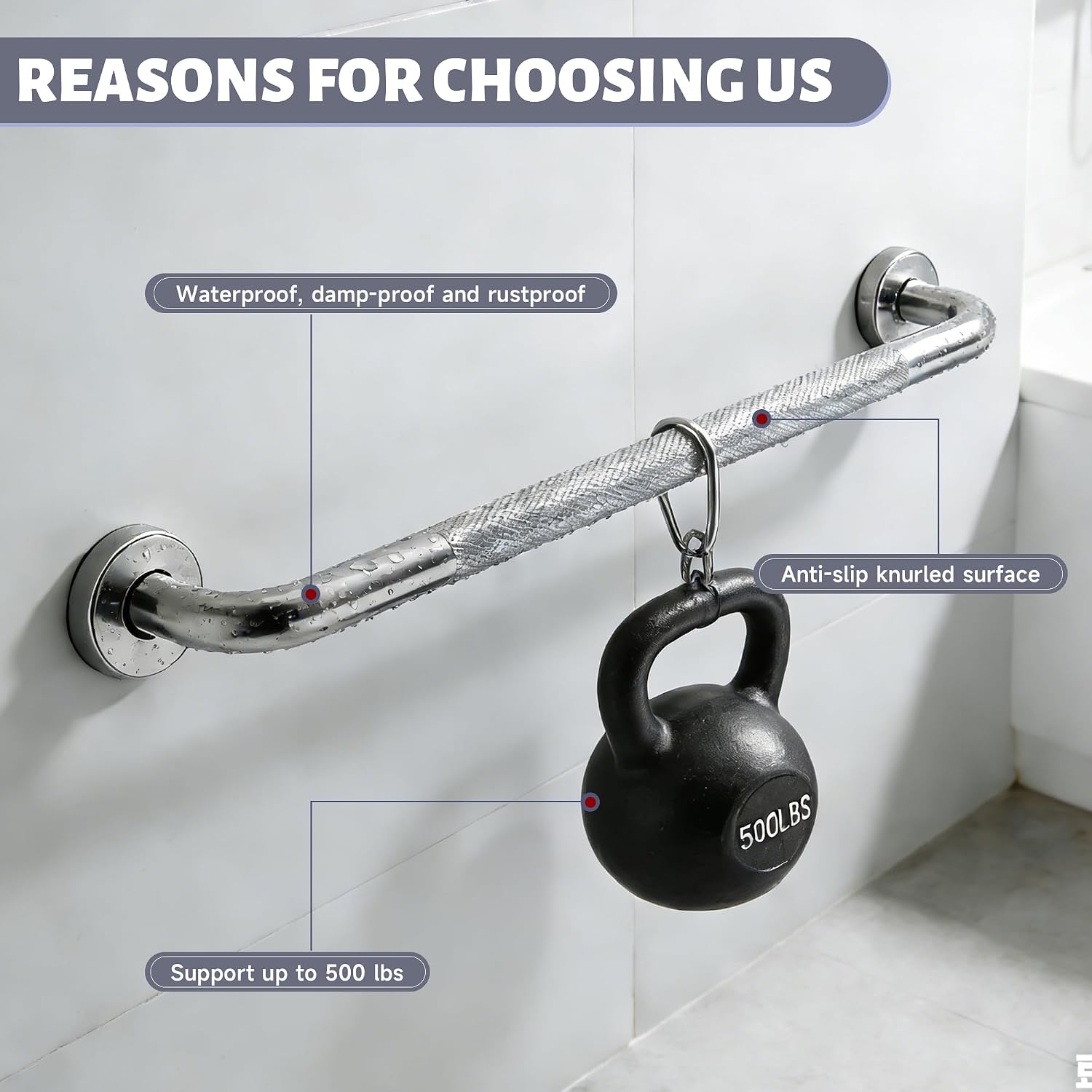 12 Inch Shower Grab Bar 1.25" Dia,Brushed Nickel Anti Slip Bathroom Grab Bar, 304 Stainless Steel Knurled Handicap Grab Bars, Safety Support Handrail,Bath Shower Handle for Elderly Injury Senior