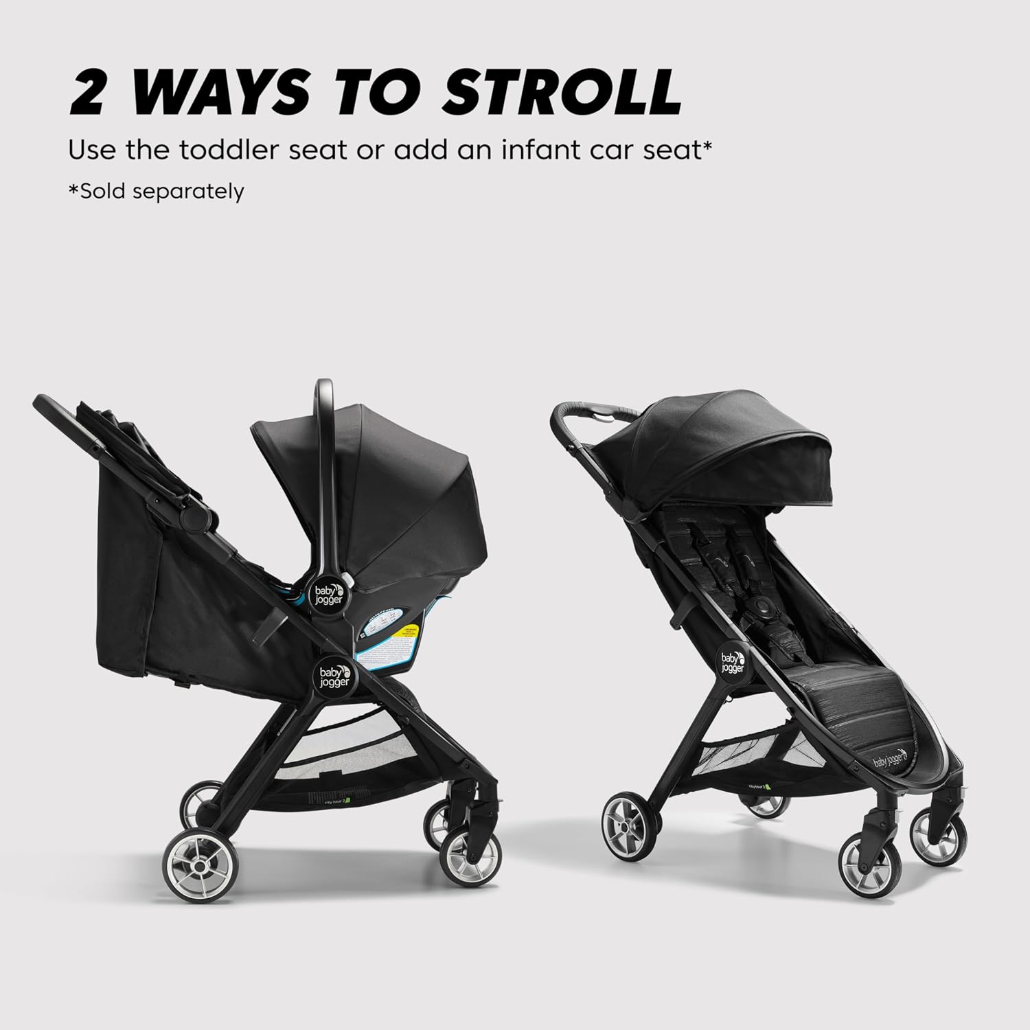 Baby Jogger® City Tour 2 Carry-On Approved Travel Stroller, Ultra-Compact Baby Stroller, Lightweight, Easy Fold, Baby Travel Essential, Pitch Black
