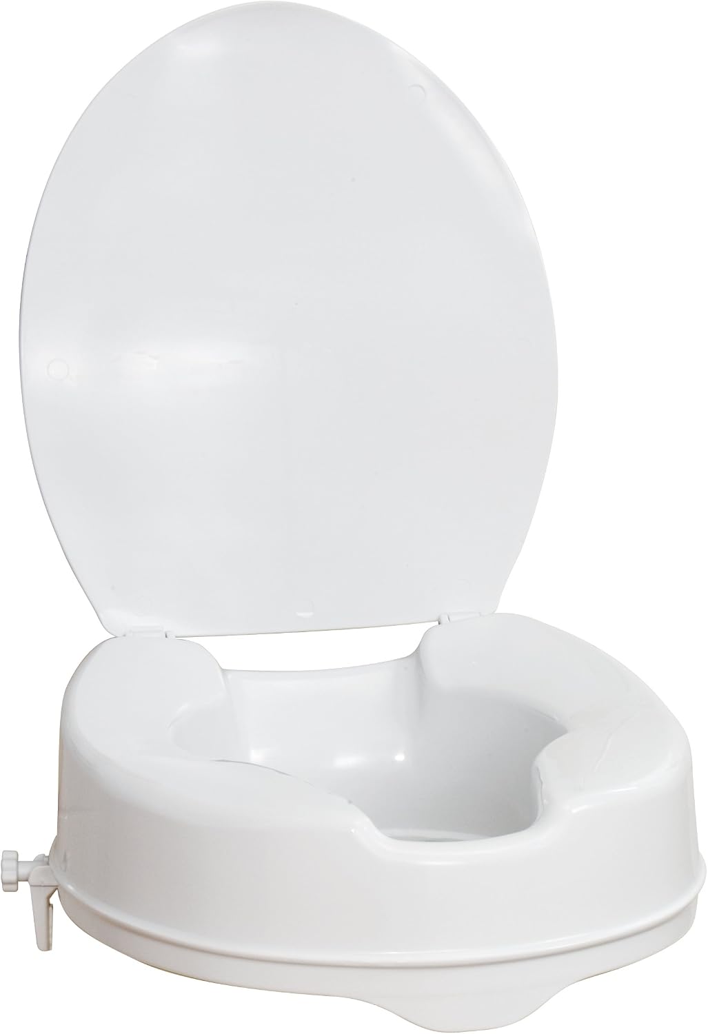 Drive Medical AquaSense Raised Toilet Seat with Lid, Standard Seat, White | Raised Toilet Seat with Lid Adds Comfortable Height for Easier, Safer Everyday Bathroom Use and Access