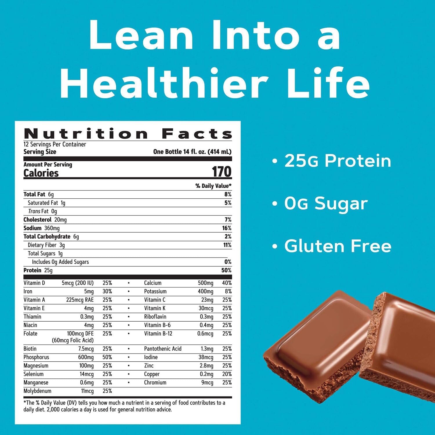 GNC Lean Shake 25 Protein Shake, Clinically Proven Weight Management, Meal Replacement, 25g Protein with Zero Added Sugar, Ready to Drink, Vanilla Bean, Pack of 12