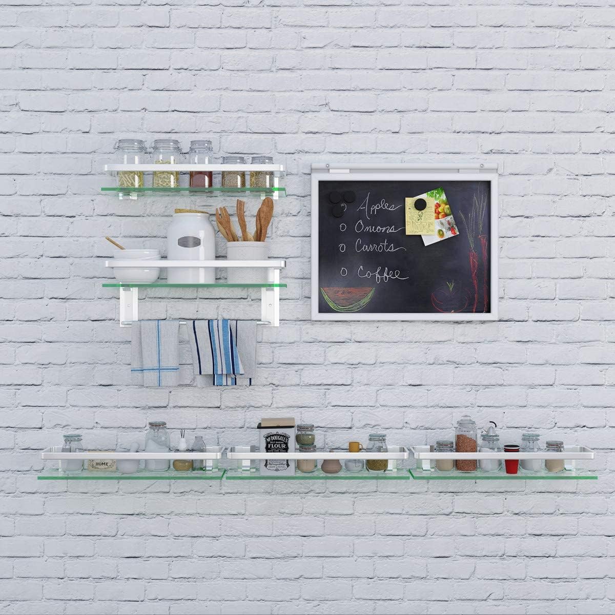 VOLPONE Bathroom Wall Shelf 15.7in Bathroom Glass Shelves Wall Mount Glass Shelf Rustproof Bathroom Wall Organizer 3 Tier (Sliver)