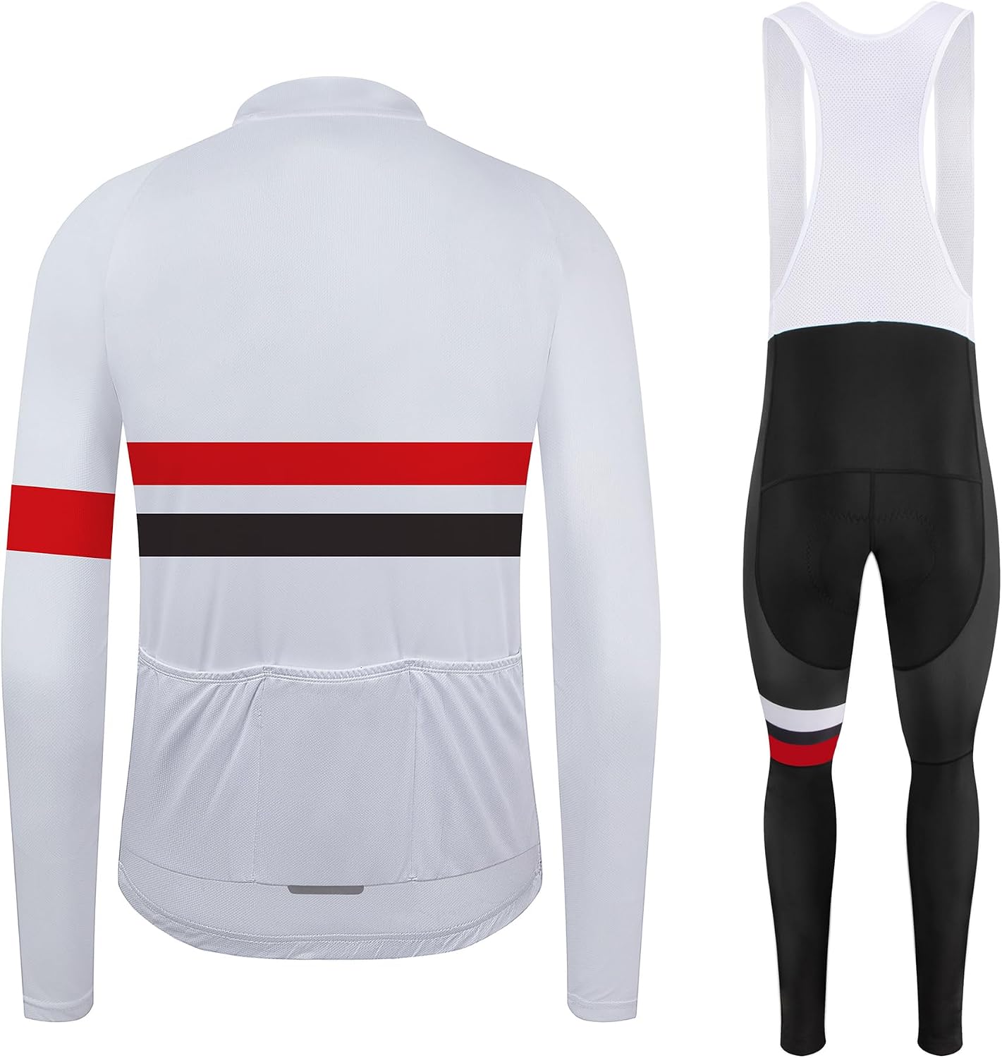 Coconut Ropamo CR Men's Cycling Clothing Set Long Sleeve Cycling Jersey Zipper Pocket Bike Outfit Cycling Bib Pants 3D Padded