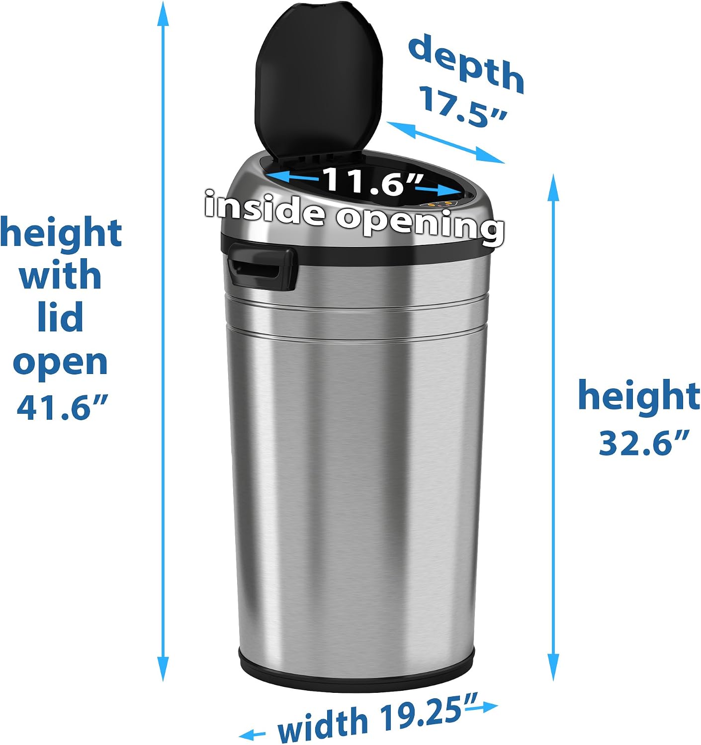 iTouchless Glide 13 Gallon Sensor Garbage Can with Wheels and Odor Control System, Stainless Steel, Automatic Kitchen Bin and Office Trash Bin (Powered by Battery or Optional AC Adapter)